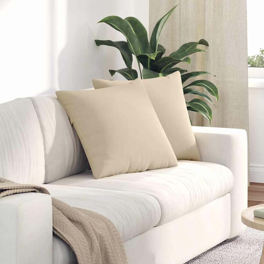 Sofapuder 2 stk. Stof Creme 50 x 50 cm