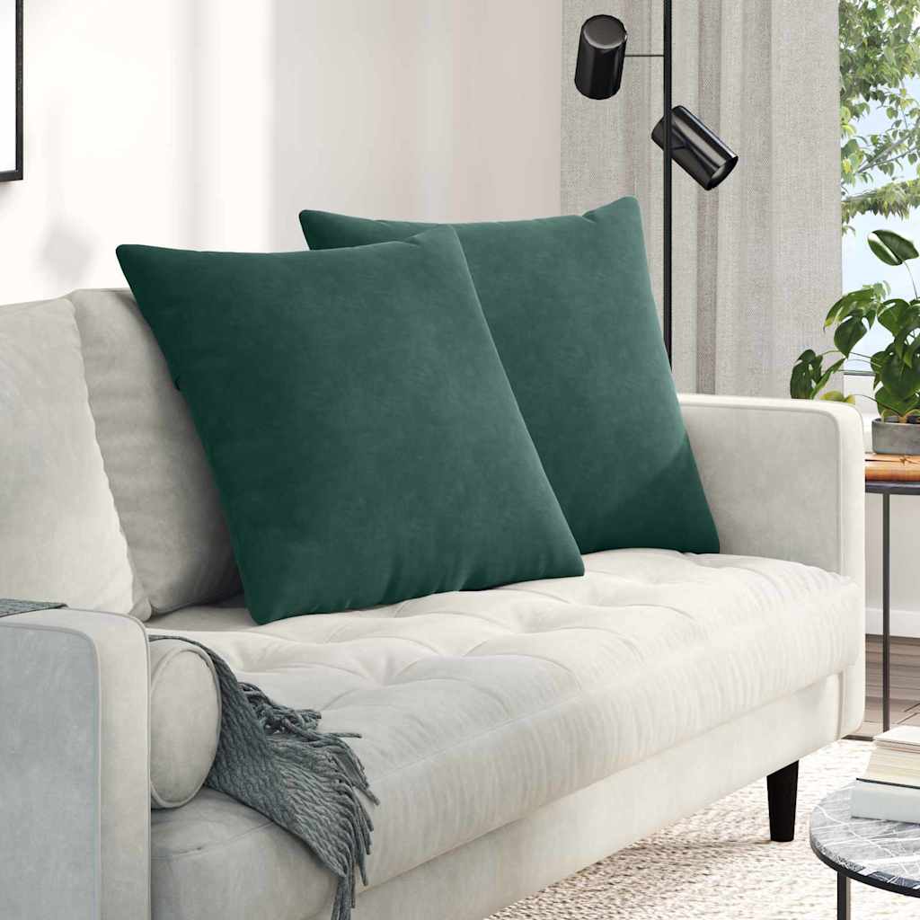 Sofapuder 2 pcs Mørkegrøn 60 x 60 cm Velourstof