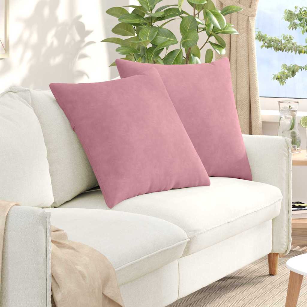 Sofapuder 2 pcs Lyserød 60 x 60 cm Velourstof
