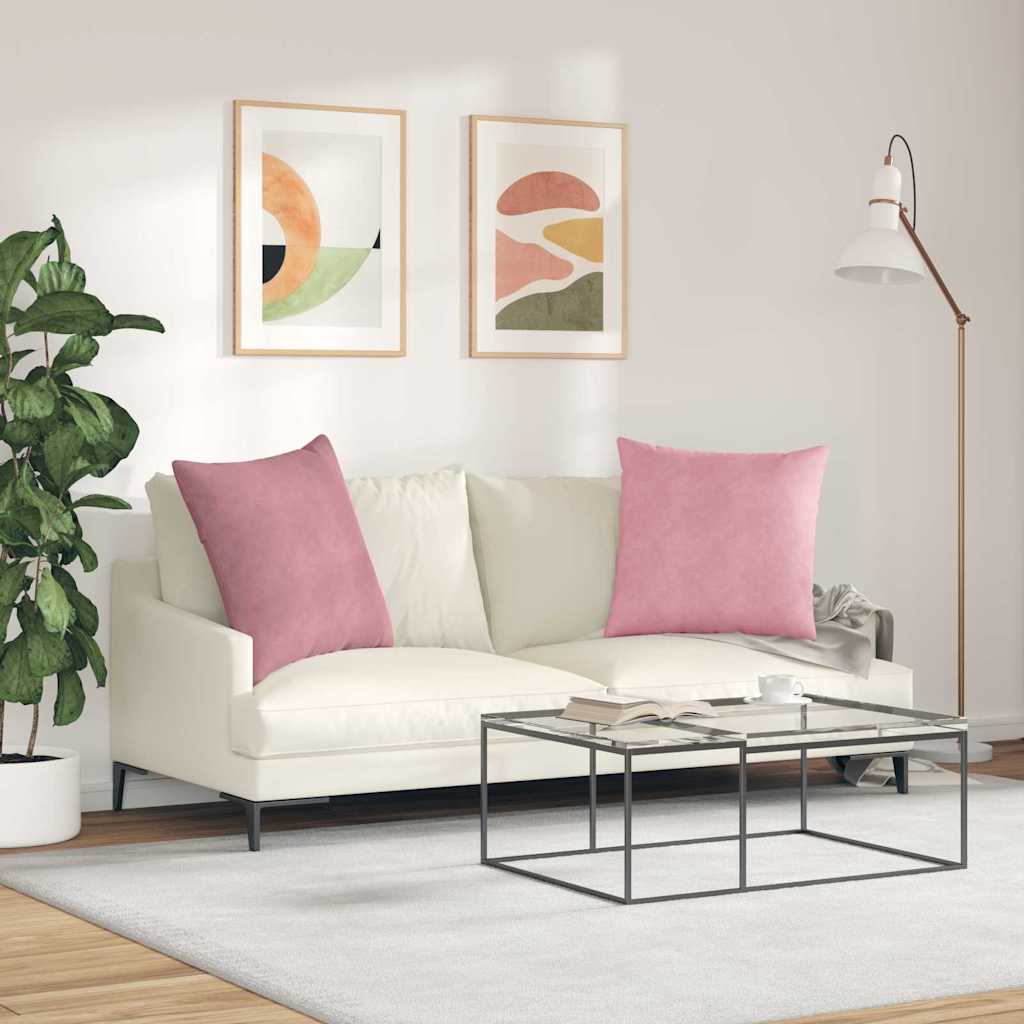 Sofapuder 2 pcs Lyserød 60 x 60 cm Velourstof