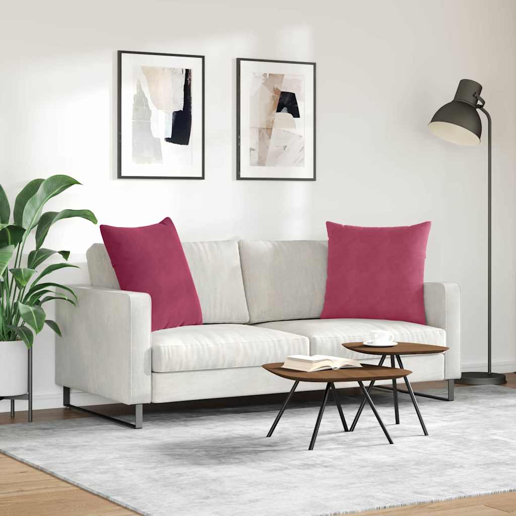 Sofapuder 2 pcs Vinrød 60 x 60 cm Velourstof
