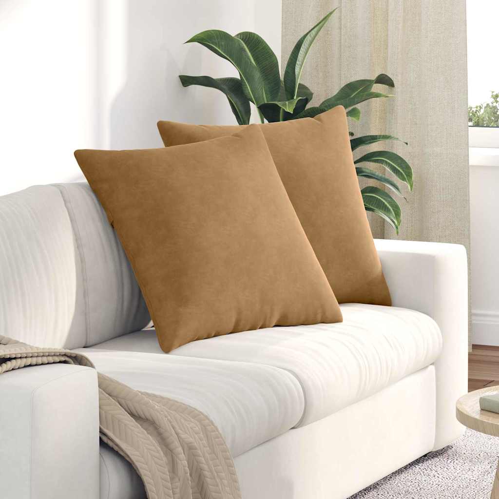 Sofapuder 2 pcs Brun 60 x 60 cm Velourstof