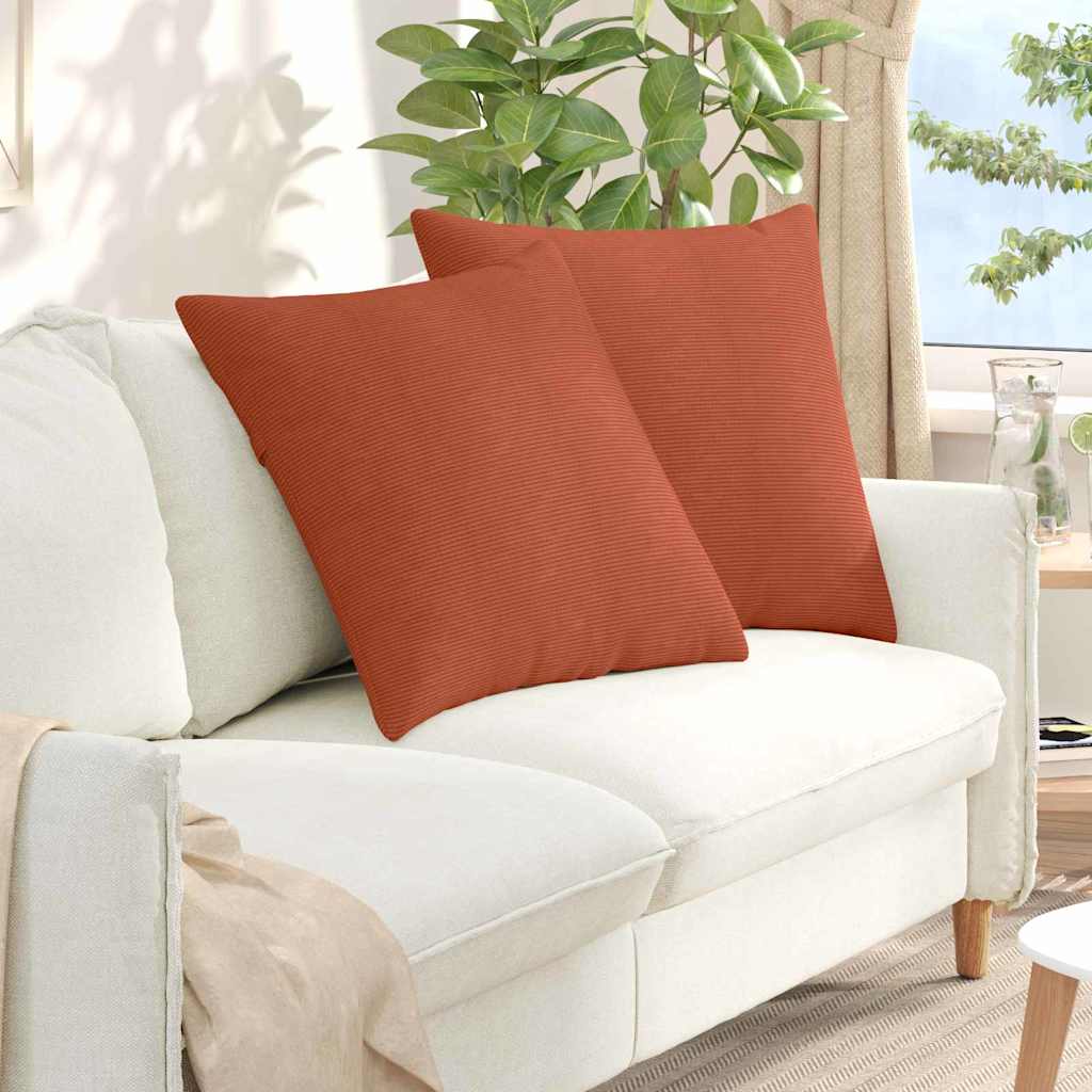 Sofapuder 2 pcs Rød orange 60 x 60 cm Velourstof