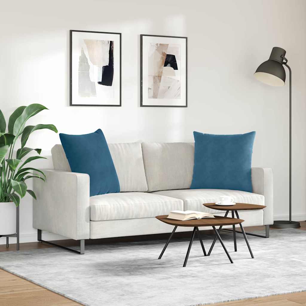 Sofapuder 2 pcs Blå 80 x 80 cm Velourstof