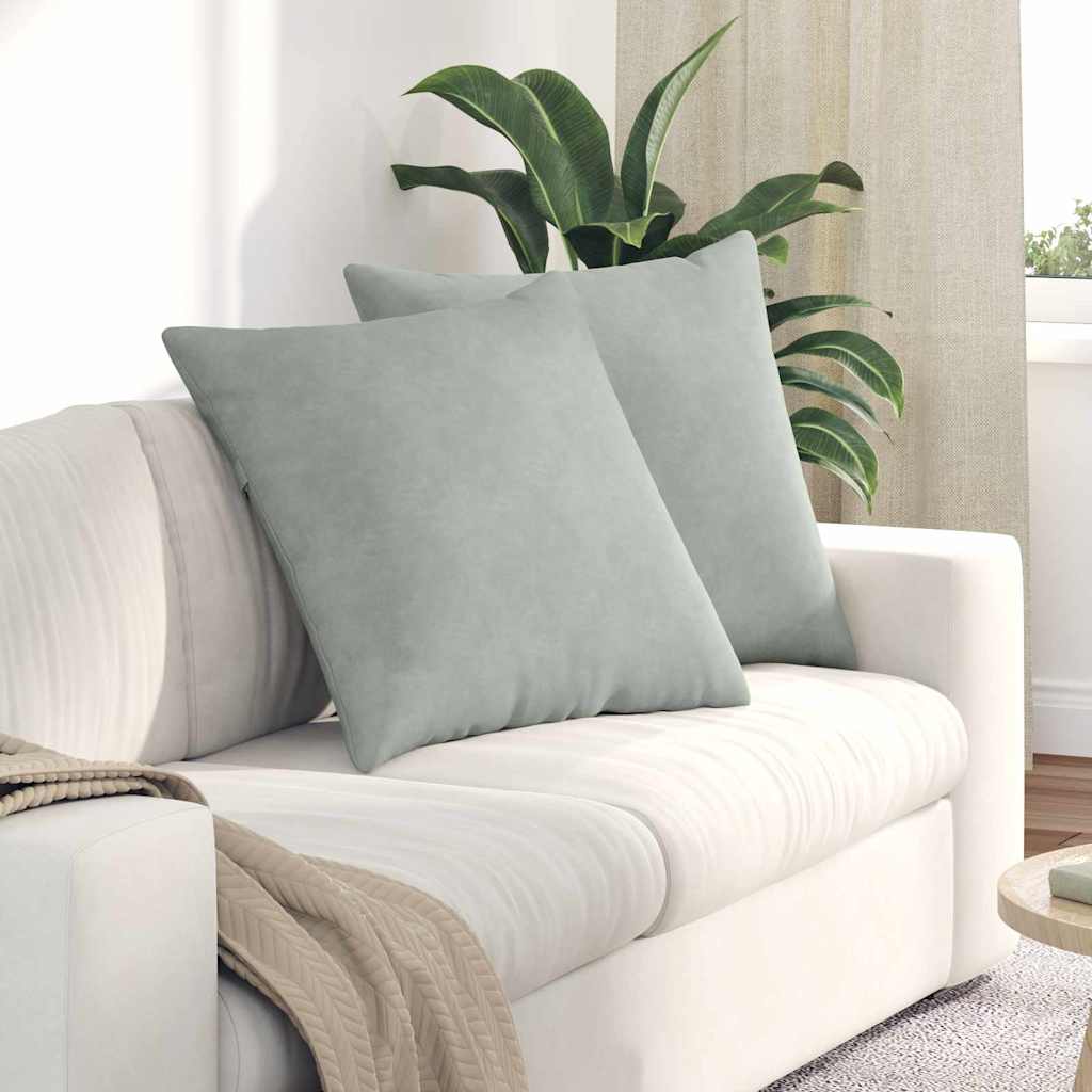 Sofapuder 2 pcs Lysegrå 80 x 80 cm Velourstof