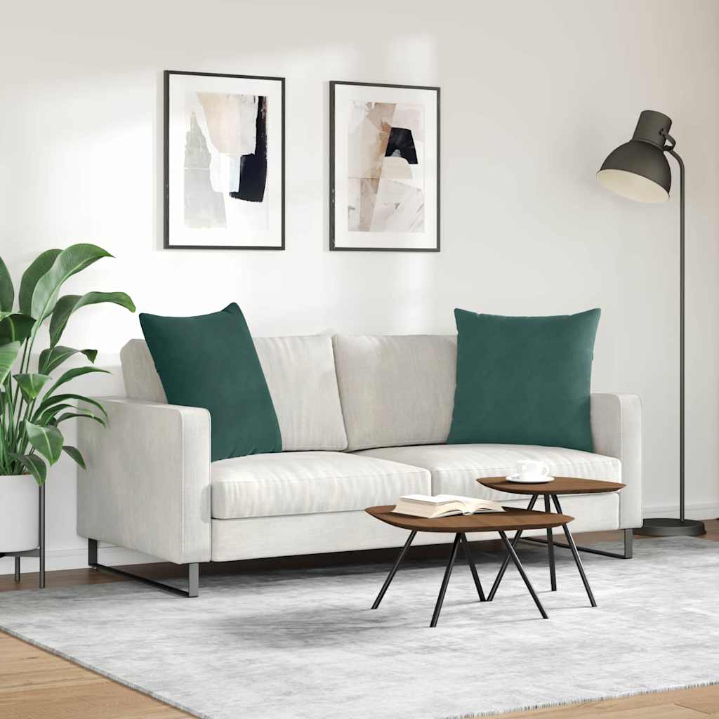 Sofapuder 2 pcs Mørkegrøn 80 x 80 cm Velourstof