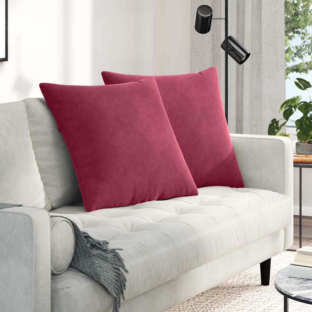 Sofapuder 2 pcs Vinrød 80 x 80 cm Velourstof