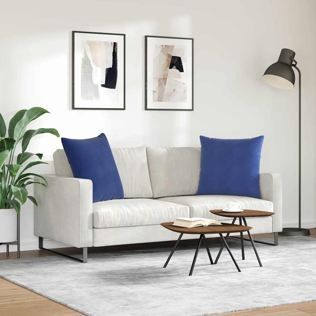 Sofapuder 2 pcs Politi blå 80 x 80 cm Velourstof