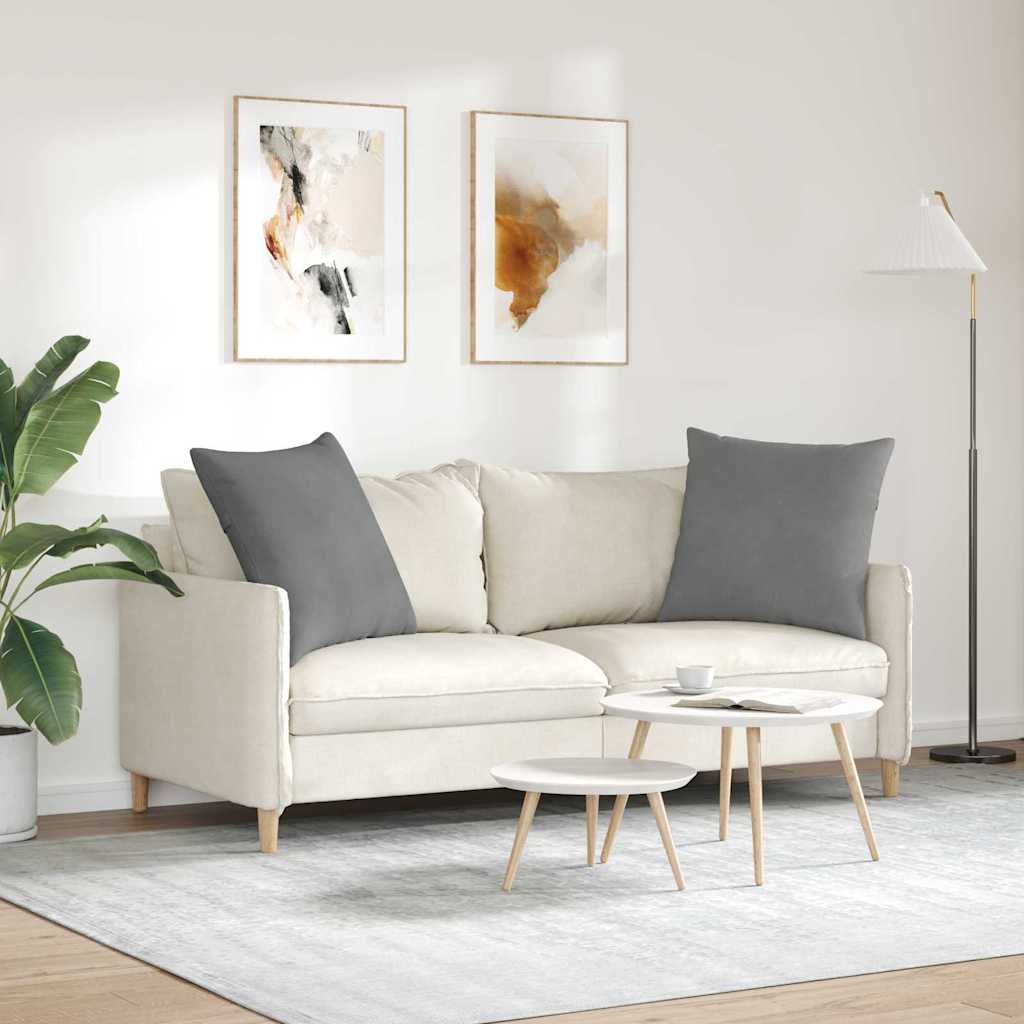 Sofapuder 2 stk. Stof Mørkegrå 80 x 80 cm