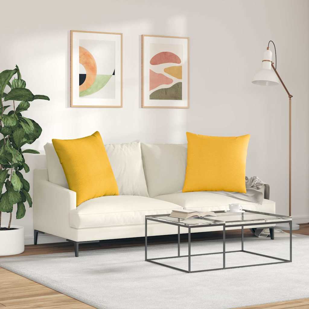 Sofapuder 2 pcs Lys Gul 80 x 80 cm Velourstof