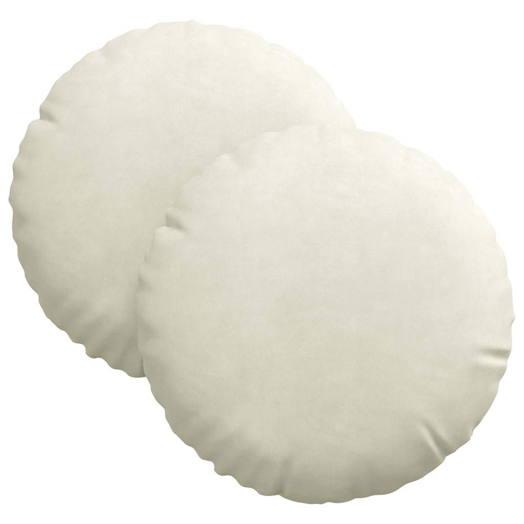 Sædepuder 2 stk. Fløjl Creme Ø30 x 13 cm