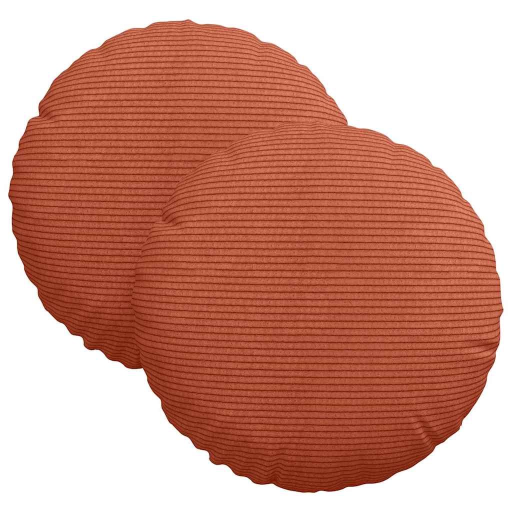 Sædepuder 2 stk. Velourstof Rød orange Ø30 x 13 cm