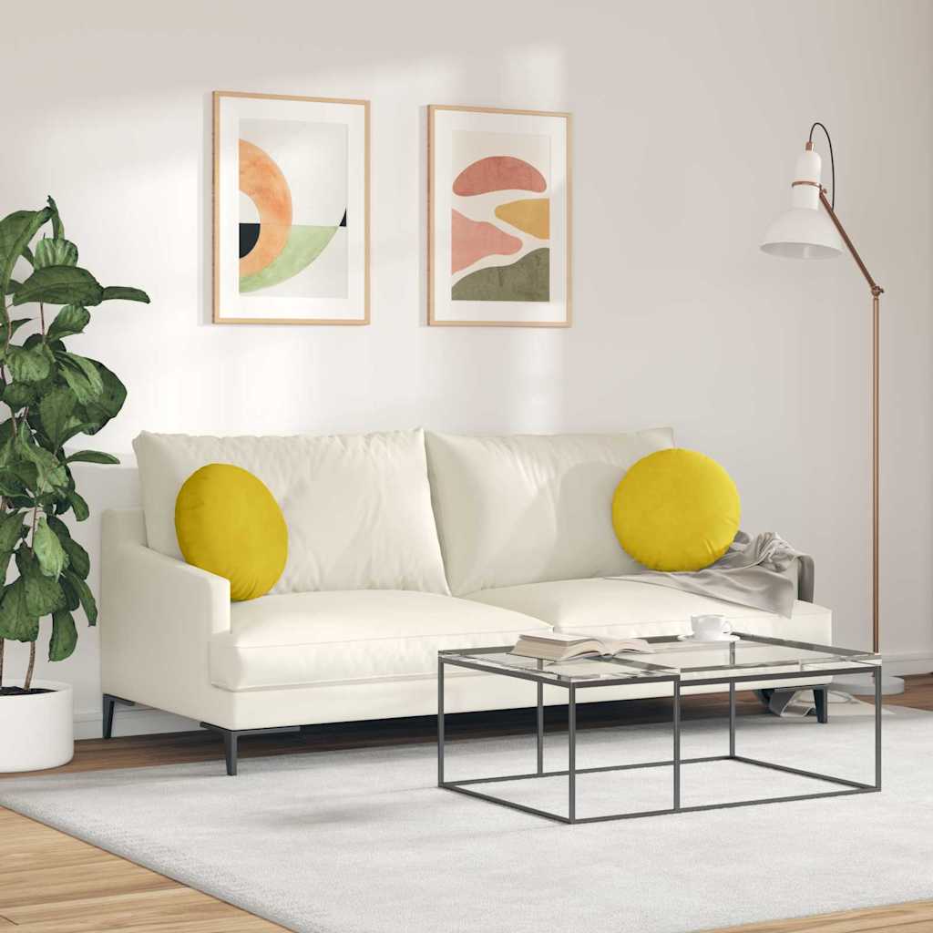 Sædepuder 2 pcs Gul Ø 40 x 13 cm Fløjl