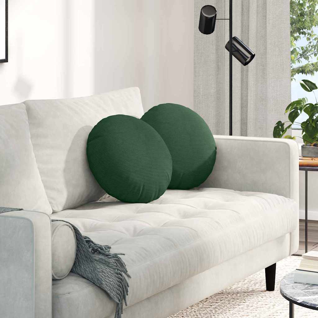 Sædepuder 2 stk. Velourstof Mørkegrøn Ø 40 cm