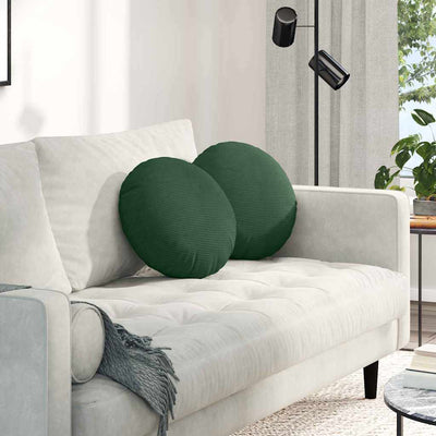 Sædepuder 2 stk. Velourstof Mørkegrøn Ø 40 cm