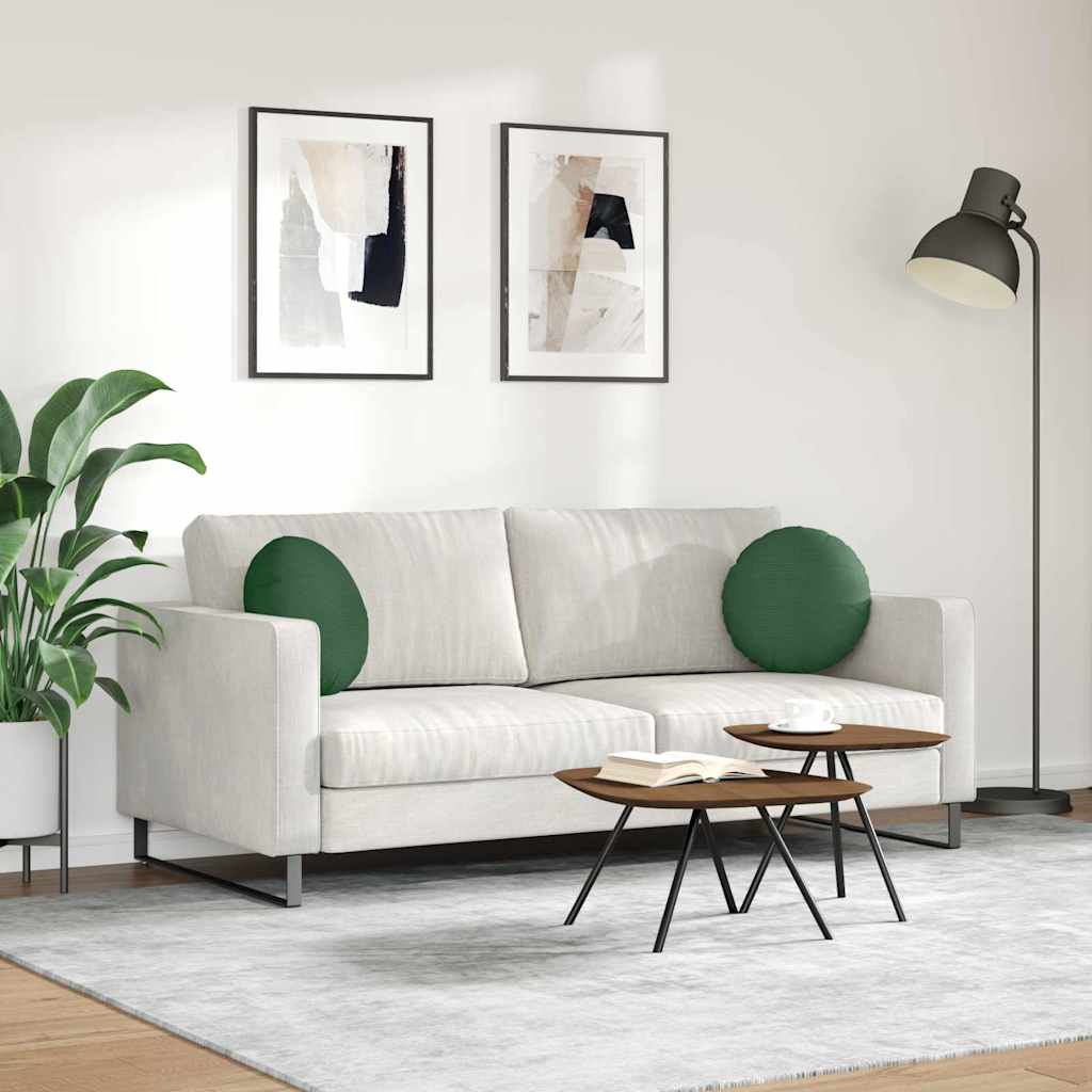 Sædepuder 2 stk. Velourstof Mørkegrøn Ø 40 cm