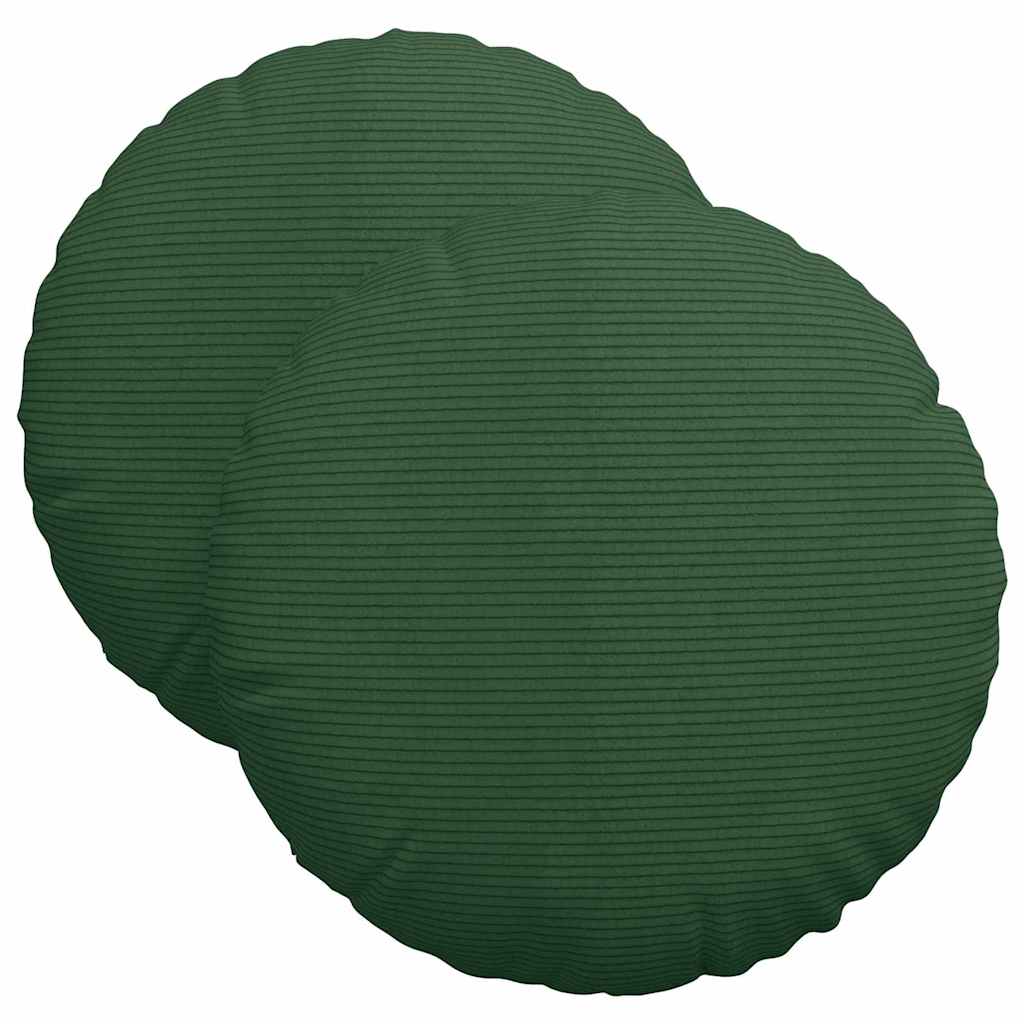Sædepuder 2 stk. Velourstof Mørkegrøn Ø 40 cm