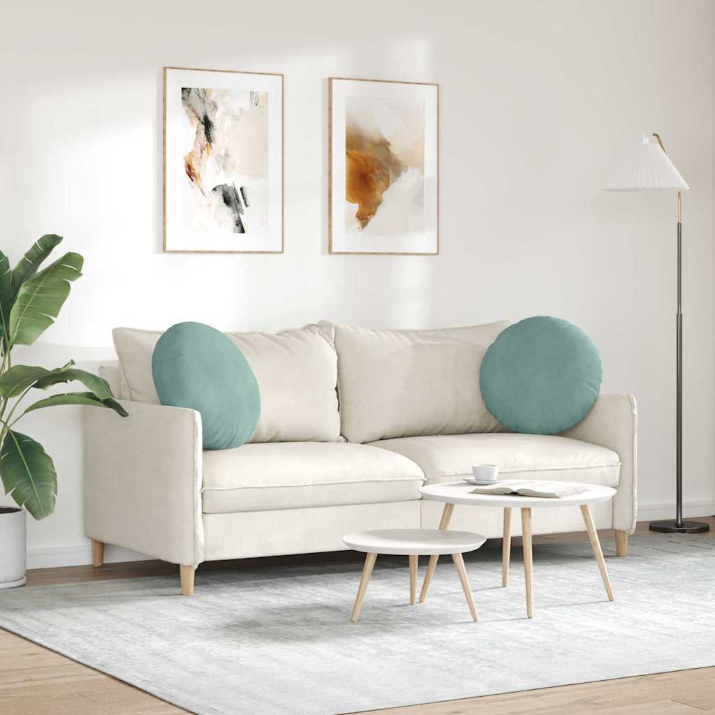 Sædepuder 2 stk. Fløjl Havgrøn Ø50 x 19 cm