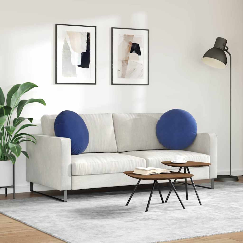 Sædepuder 2 stk. Fløjl Politi blå Ø50 x 19 cm