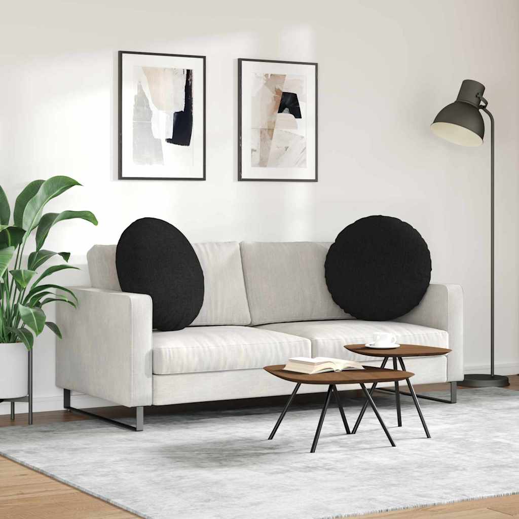 Sædepuder 2 stk. Stof Sort Ø60 x 21 cm