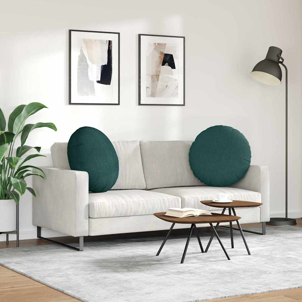 Sædepuder 2 stk. Stof Mørkegrøn Ø60 x 21 cm