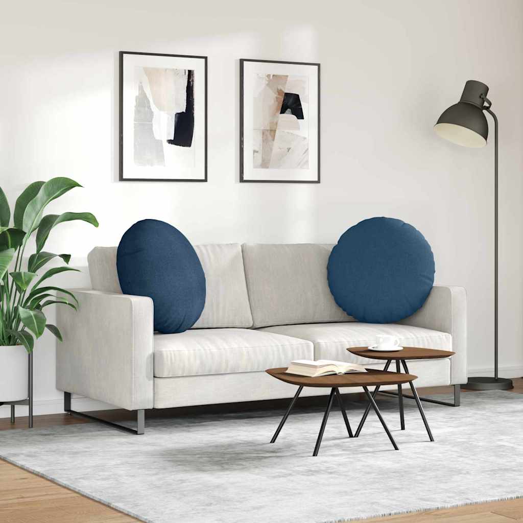 Sædepuder 2 stk. Stof Blå Ø60 x 21 cm