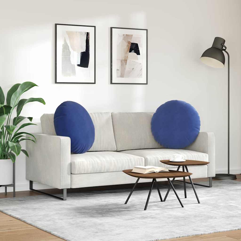 Sædepuder 2 stk. Fløjl Politi blå Ø60 x 21 cm