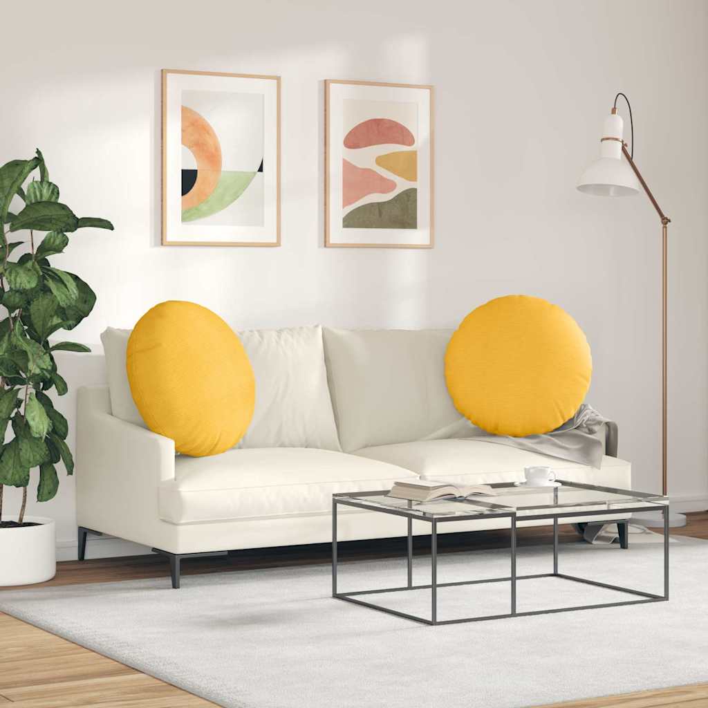 Sædepuder 2 stk. Velourstof Lys Gul Ø60 x 21 cm