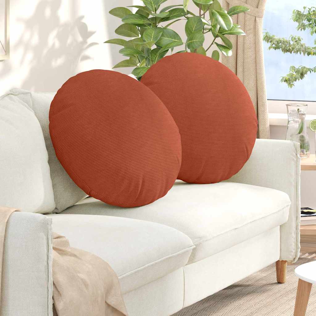 Sædepuder 2 stk. Velourstof Rød orange Ø60 x 21 cm