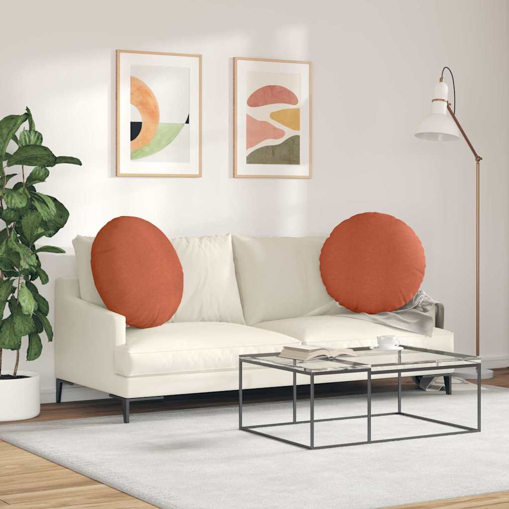Sædepuder 2 stk. Velourstof Rød orange Ø60 x 21 cm