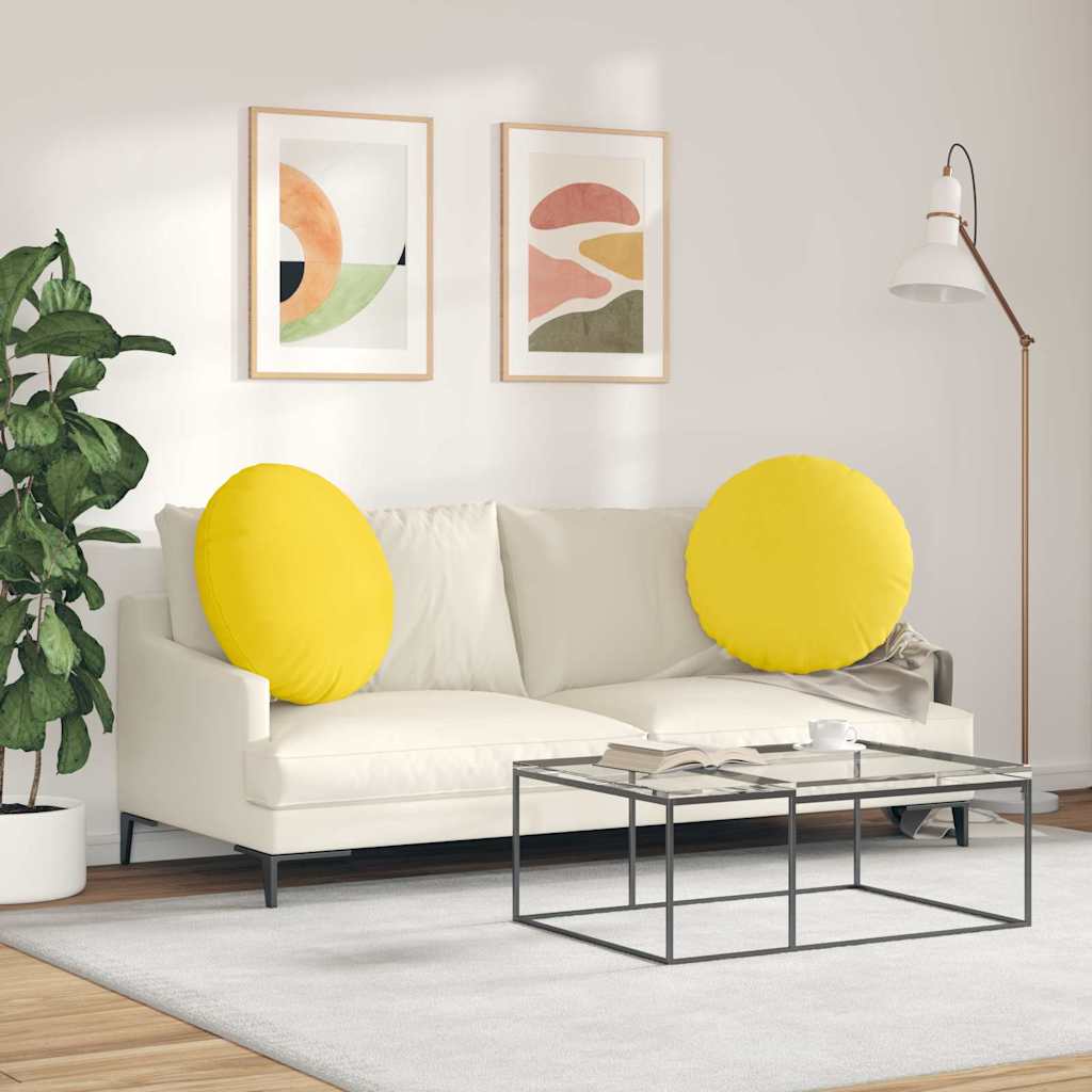 Sædepuder 2 stk. Stof Lys Gul Ø80 x 29 cm