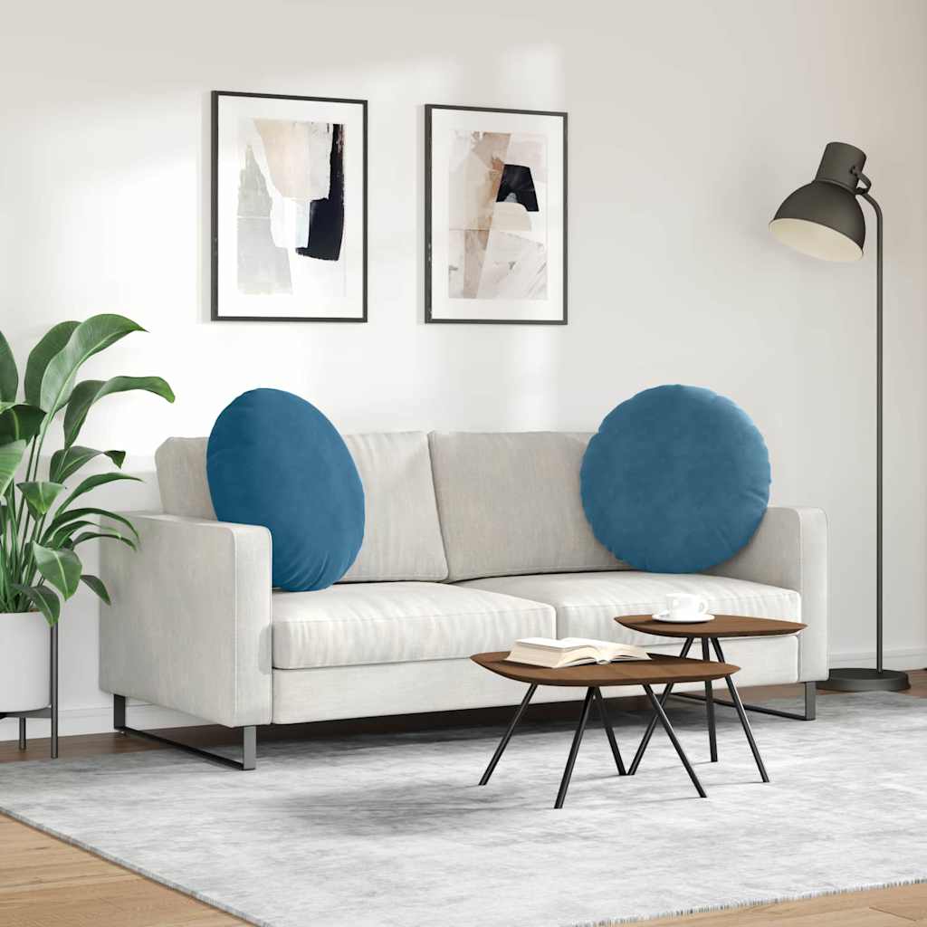 Sædepuder 2 stk. Fløjl Blå Ø 80 x 29 cm