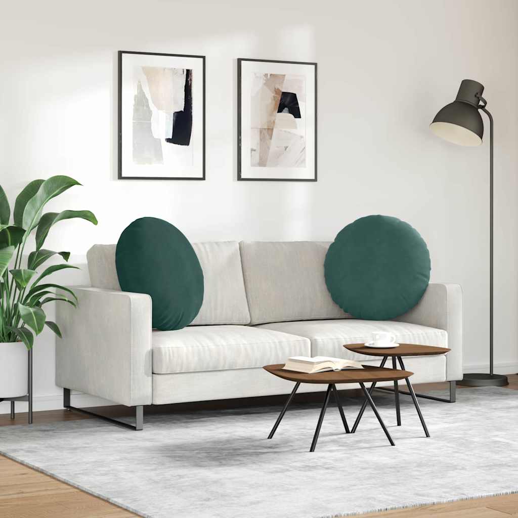 Sædepuder 2 stk. Fløjl Mørkegrøn Ø 80 x 29 cm