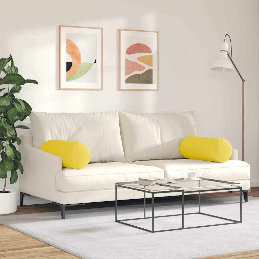 Bolsterpuder 2 stk. Stof Lys Gul Ø 25 x 70 cm