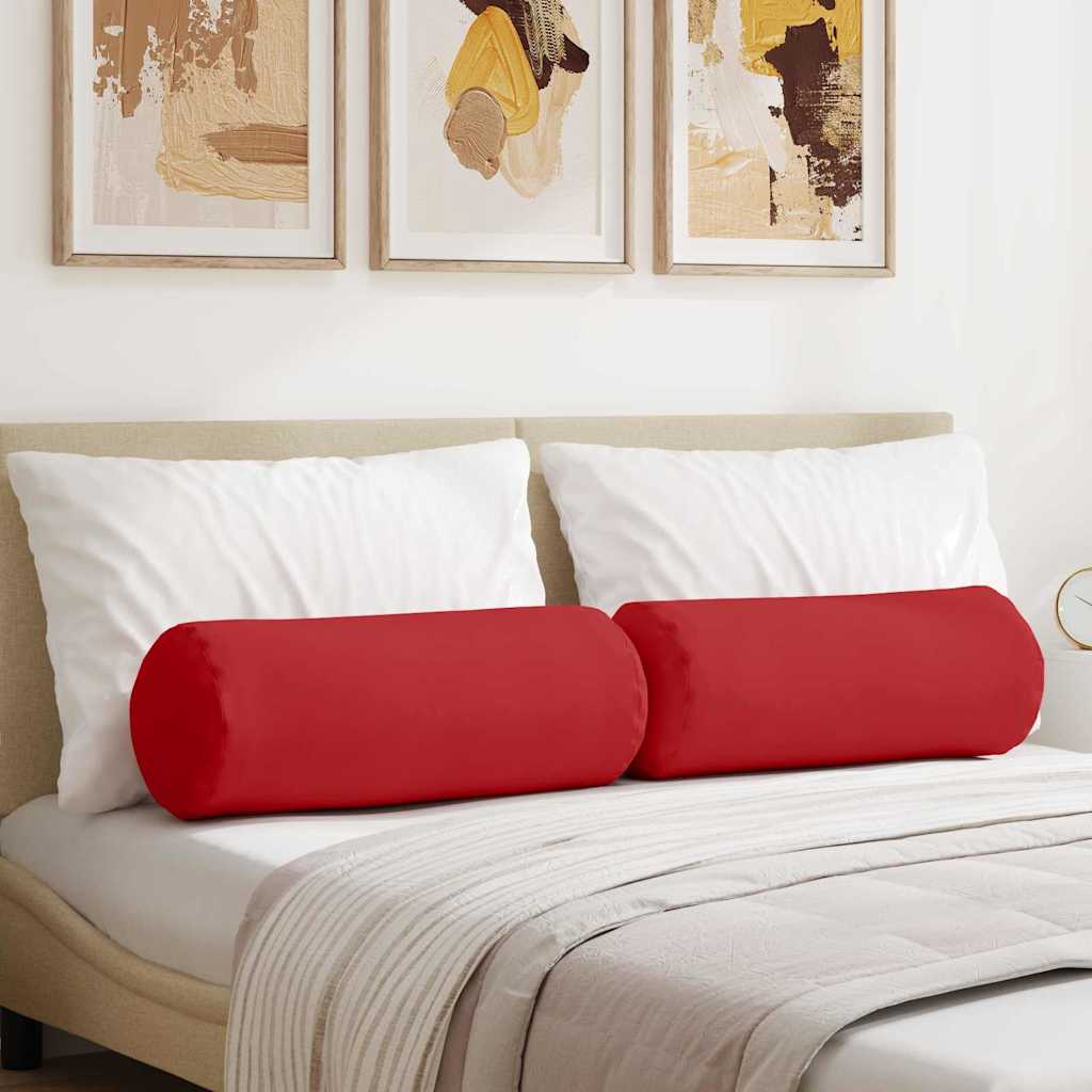 vidaXL Bolsterpuder 2 stk. Stof Rød Ø 25 x 70 cm