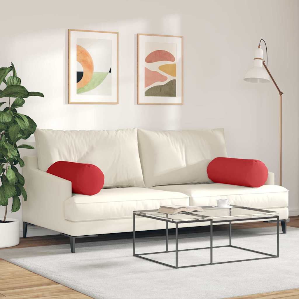 Bolsterpuder 2 stk. Stof Rød Ø 25 x 70 cm