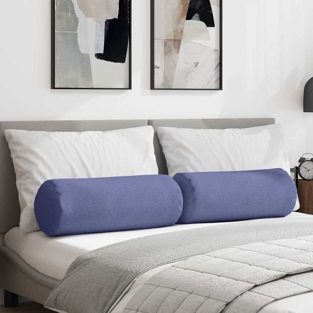 Bolsterpuder 2 stk. Stof Jeans blå Ø 25 x 70 cm