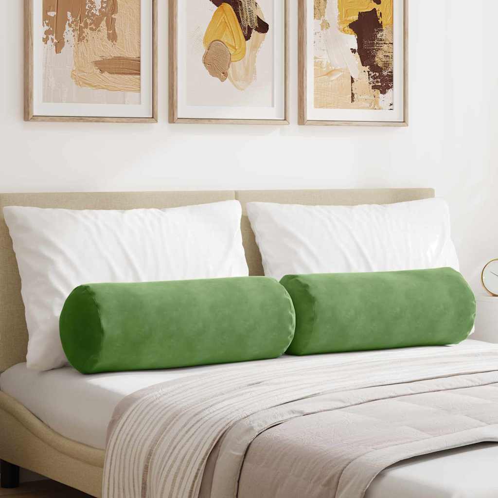 vidaXL Bolsterpuder 2 pcs Lys grøn Ø 25 x 70 cm Velourstof