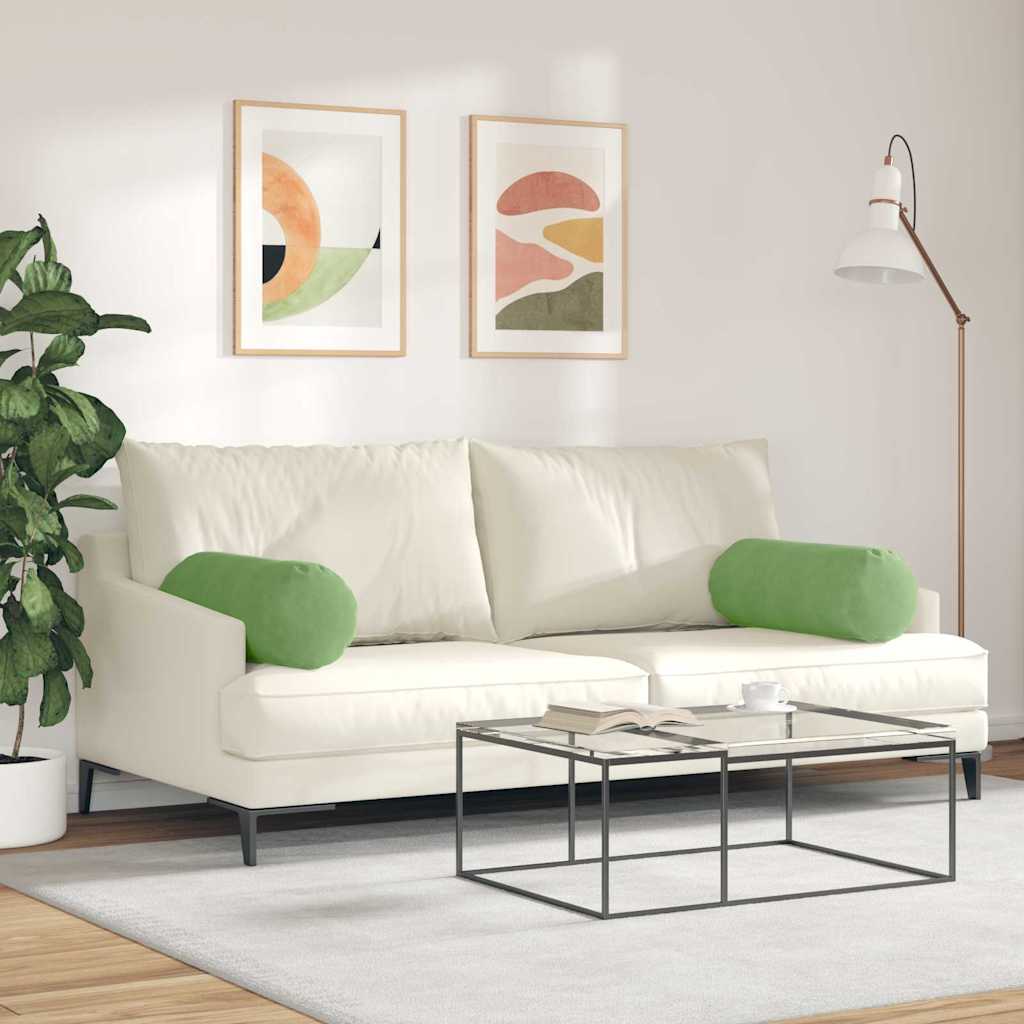 Bolsterpuder 2 pcs Lys grøn Ø 25 x 70 cm Velourstof