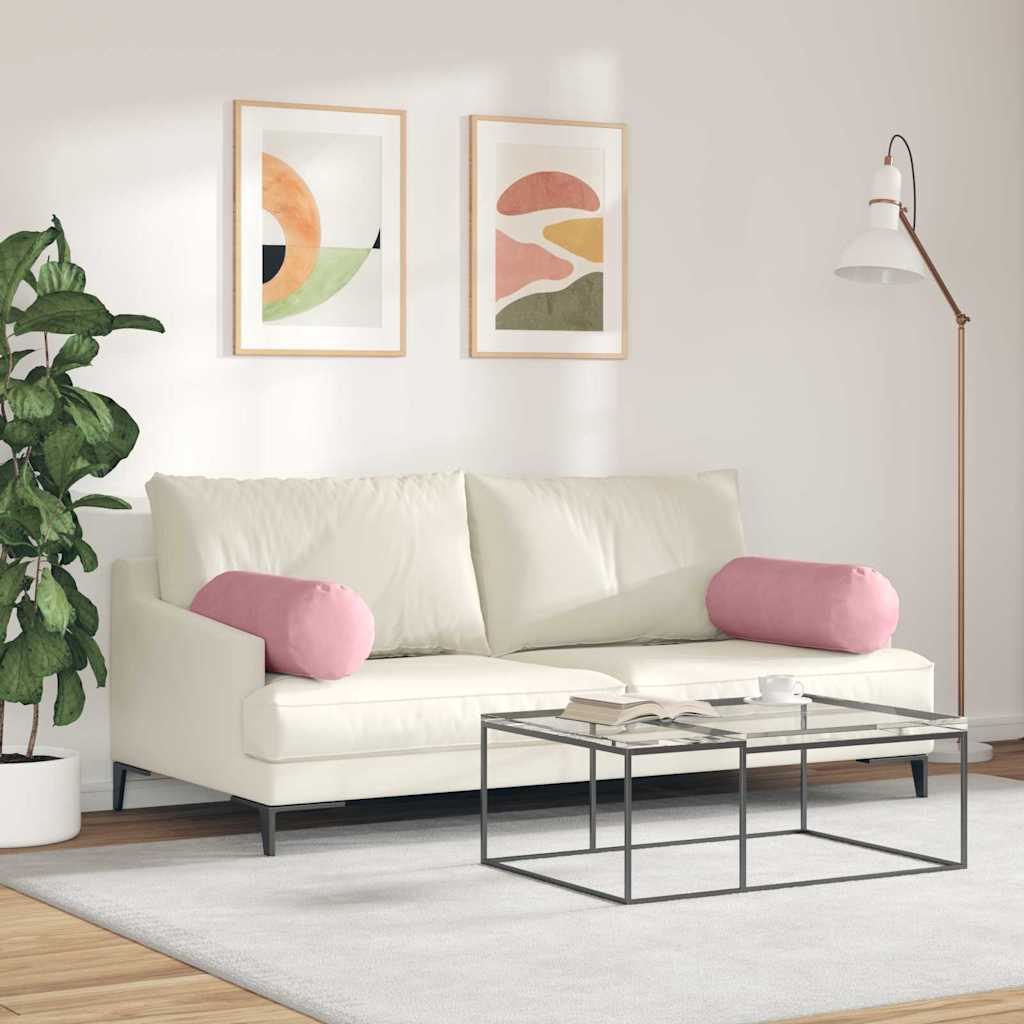 Bolsterpuder 2 pcs Lyserød Ø 25 x 70 cm Velourstof