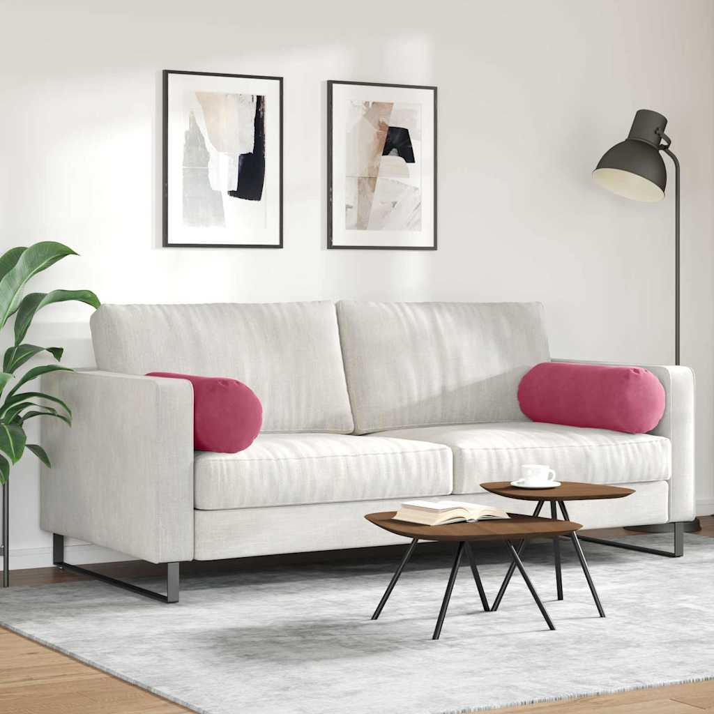 Bolsterpuder 2 pcs Vinrød Ø 25 x 70 cm Velourstof
