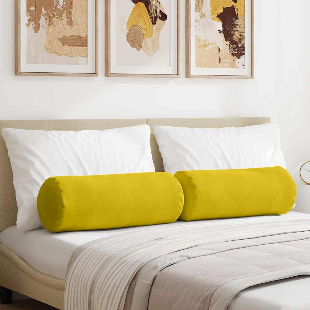 vidaXL Bolsterpuder 2 pcs Gul Ø 25 x 70 cm Velourstof