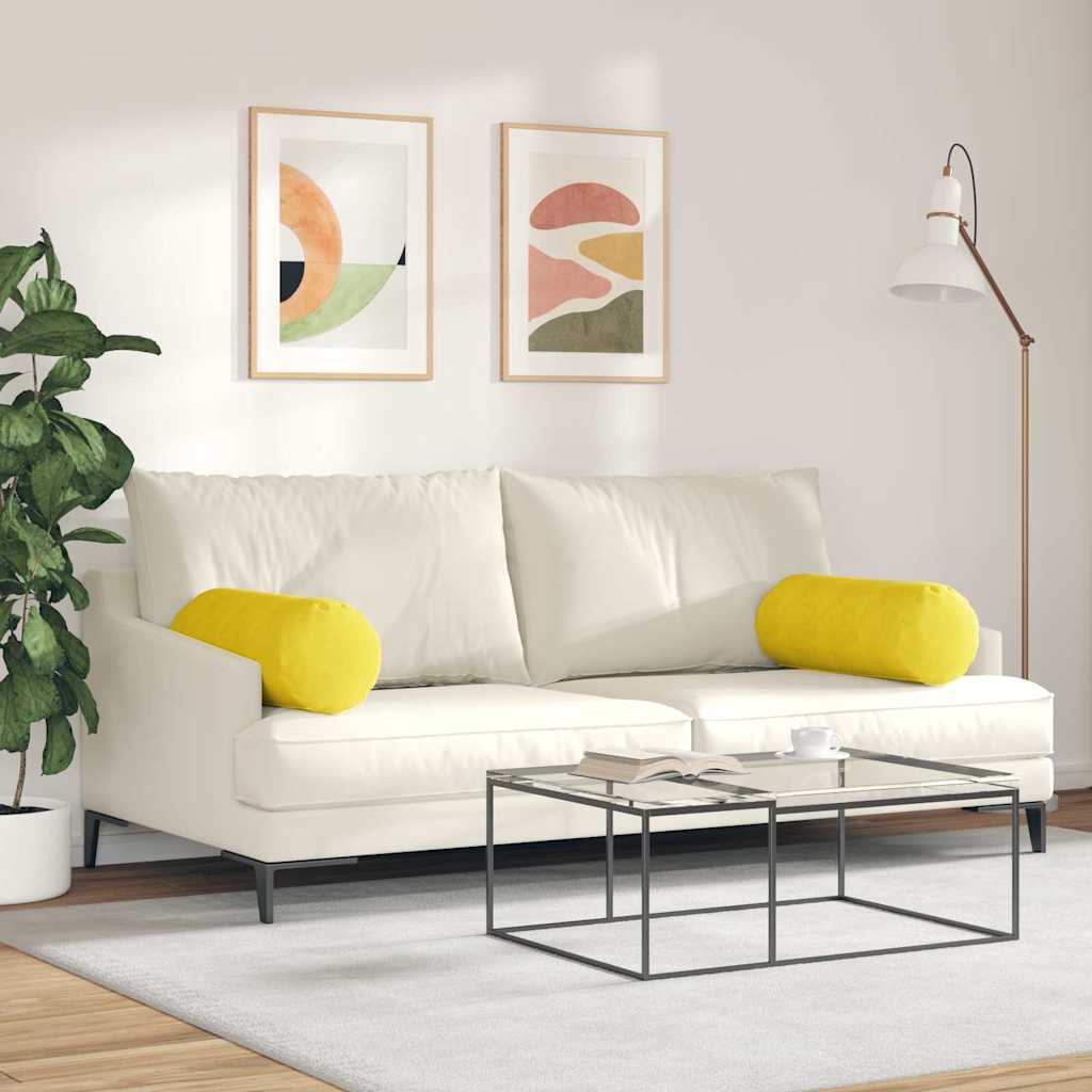 Bolsterpuder 2 pcs Gul Ø 25 x 70 cm Velourstof