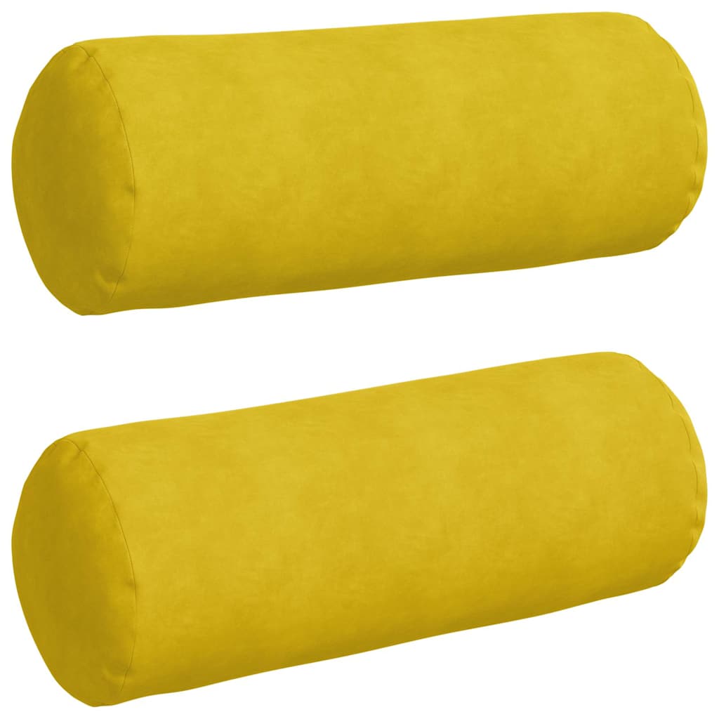 Bolsterpuder 2 pcs Gul Ø 25 x 70 cm Velourstof