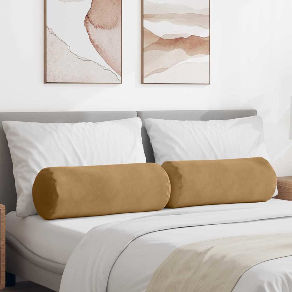 vidaXL Bolsterpuder 2 pcs Brun Ø 25 x 70 cm Velourstof
