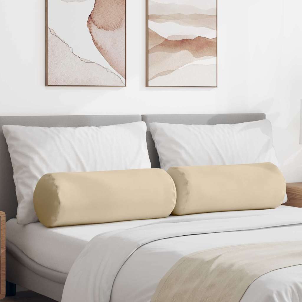 vidaXL Bolsterpuder 2 pcs Creme Ø 25 x 70 cm Mikrofiberstof