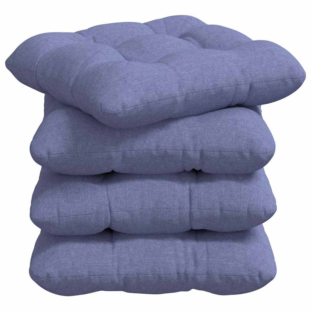 Sædepuder 4 stk. Stof Jeans blå 40 x 40 x 12 cm