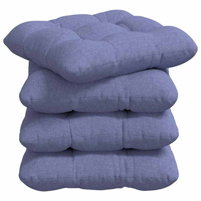 Sædepuder 4 stk. Stof Jeans blå 40 x 40 x 12 cm