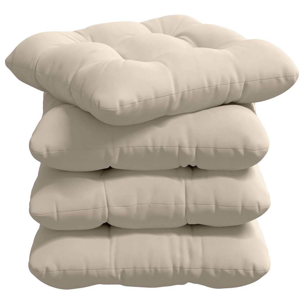 Sædepuder 4 stk. Mikrofiberstof Beige 40 x 40 cm
