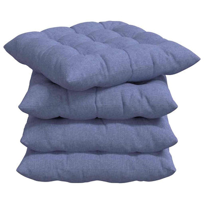 Sædepuder 4 stk. Stof Jeans blå 40 x 40 x 6 cm